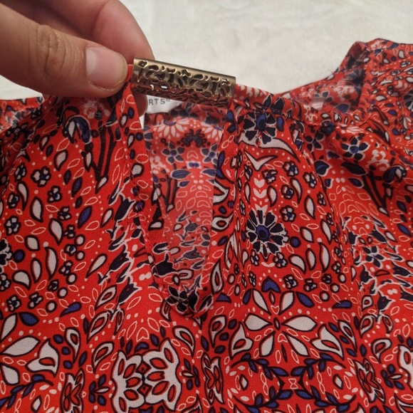 Counterparts Women's Pullover 3/4 Sleeve Red Tunic Size Large Keyhole - Picture 3 of 12